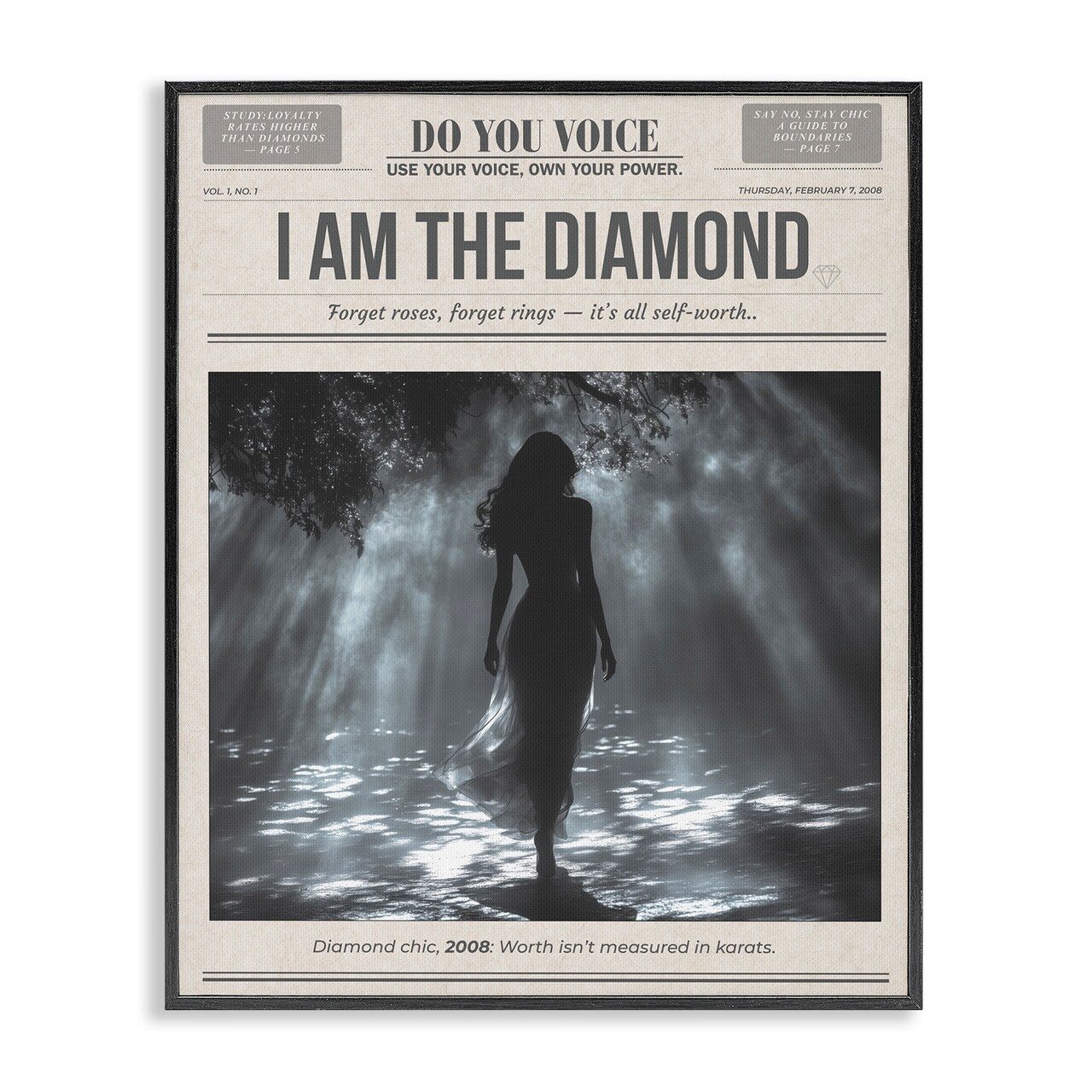 Stupell Industries Diamond Chic Newspaper Framed Giclee, design by A Barefoot Stylist